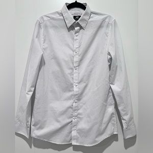 H&M Mens White and black button up slim fit shirt easy iron Medium